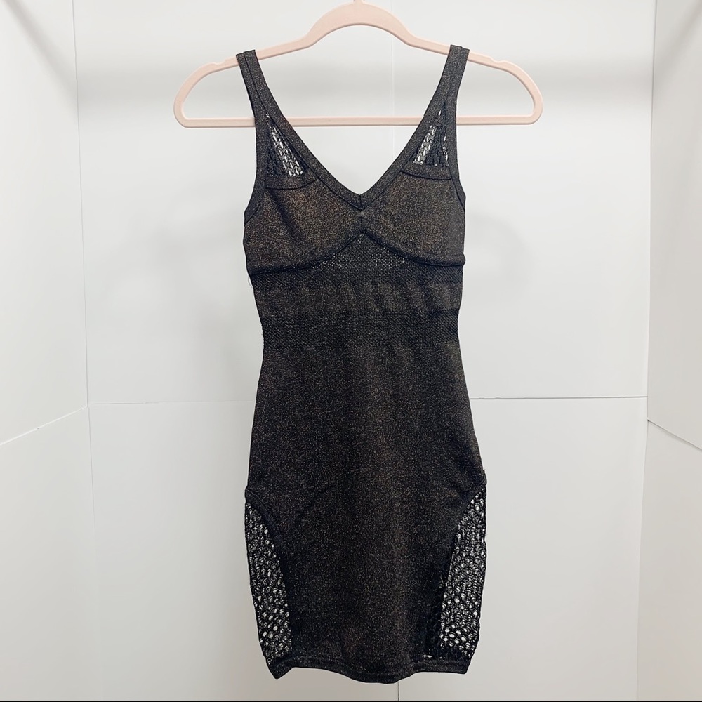 bebe addiction | bronze sparkly bodycon dress XS